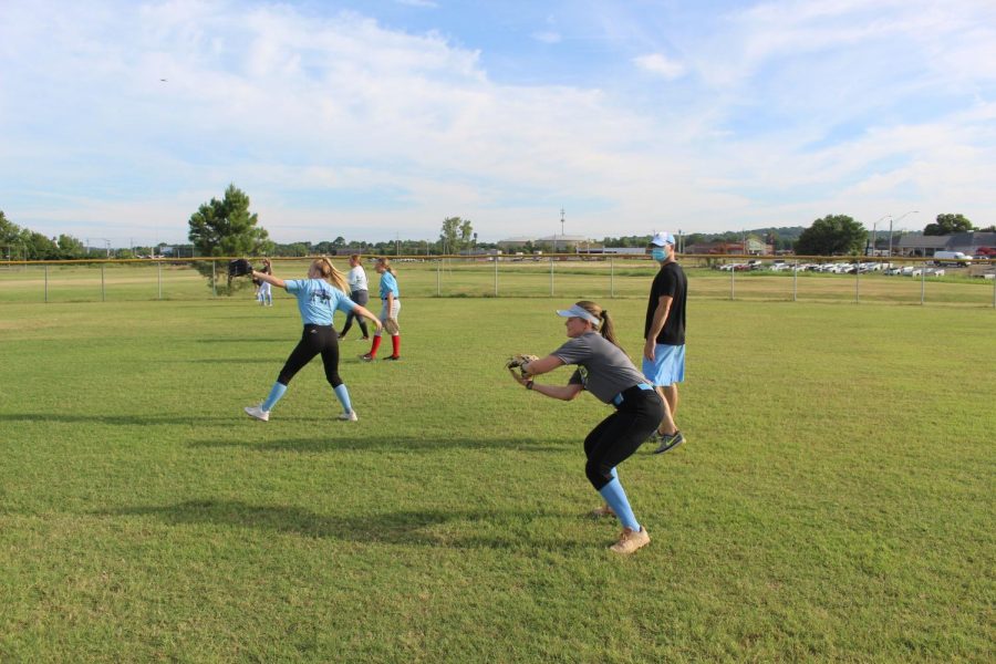 Softball team practices for the new season.